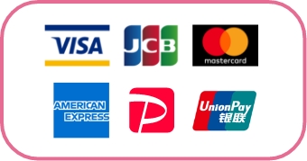 VISA, JCB, MasterCard, AMEX, PayPay, UnionPay