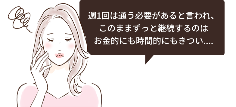 週1回は通う必要があると言われ、このままずっと継続するのはお金的にも時間的にもきつい